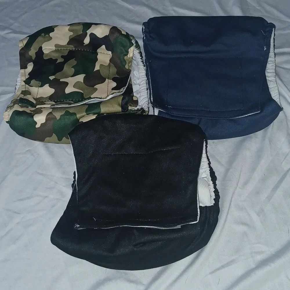 Washable Male Dog Belly Wrap, Dog Diapers Male (Black, Camo, Navy) Sz M NWOT